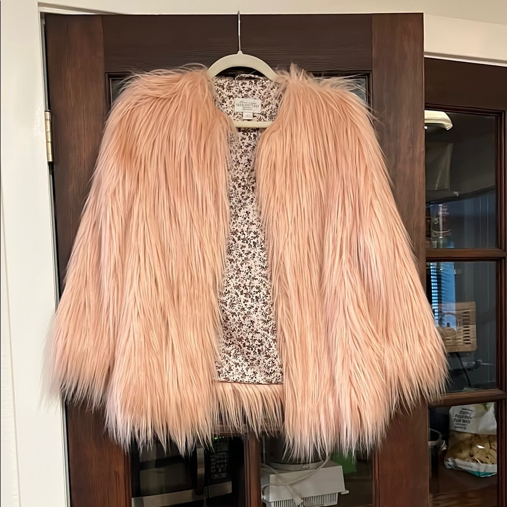 Fabulous Furs Kids Faux Fur Jacket - Peach